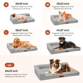 Rainmr Memory Foam Orthopedic Dog Bed, Washable Dog Couch with Removable Waterproof Cover & Nonskid Bottom for Pet Sofa, 30x20 Inches, Light Grey