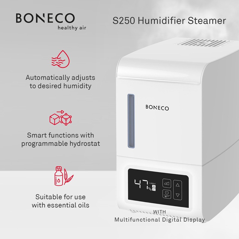 BONECO S250 Large Room Steam Humidifier with Hand Warm Mist