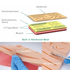 Suture Practice Kit for Medical Students, Complete Training Kit (30 Pieces) Include Durable Silicone Suturing Pad with Pre-Cut Wounds, Tools Kit, and Suture with Threads (Educational Use Only)