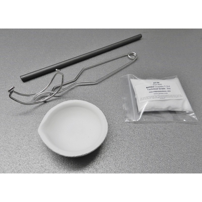 Torch Melting Gold Silver Kit Crucible Borax Handle Rod Melt