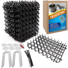 Ley's 24 Pack Cat Deterrent Mat, 6 x 8 in Scat Mat with Spikes, Keep Cats Away from Plants, Indoor Furniture & Outdoor Garden Fence – Pet Repellent Barrier