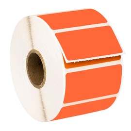HOUSELABELS 2" x 1" Orange Barcode Labels on 1" Core Compatible with Zebra and Rollo Printers, 9 Rolls / 1,300 Labels per Roll