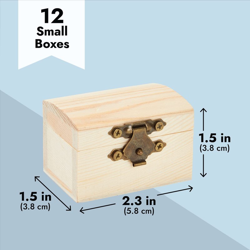 Wooden Treasure Chest with Curved Lid and Metal Clasp, DIY