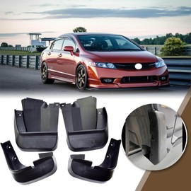 Set of 4 Pcs Mud Flaps Splash Guards Mudguards Mudflaps Fit for Honda Civic 2006 2007 2008 2009 2010 2011 Sedan Mud Splash Guards Front and Rear (Driver and Passenger Sides)