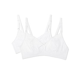 Fruit of the Loom Women's Lightly Lined Wire-Free Bra, White/White 2-Pack, 38C