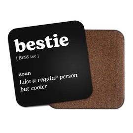Bestie Square Coaster - Best Friend Women Dictionary Regular But Cooler Definition Funny Joke Hobby Men Women Kitchen Drink #82689
