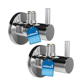 kör4u Set of 2 Design Angle Valve 1/2 x 3/8 Inch Round Water Shut-off Valve Chrome Quick Release for Bathroom & Kitchen with Rosette