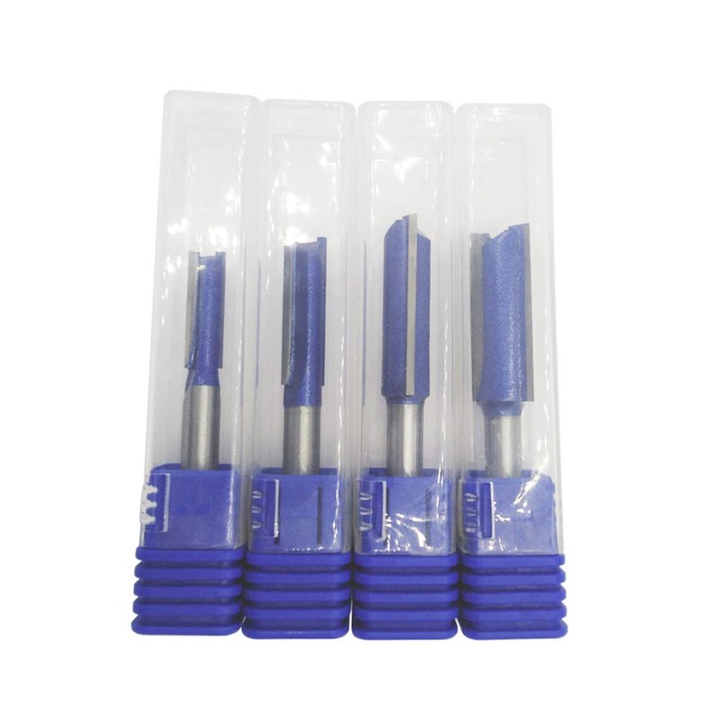Wolfride 4pcs Straight Cut Router Bits 1/4-Inch Shank Double Flute