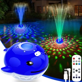 ChlorStar Pool Fountain with Remote, Dolphing Rechargeable Floating Pool Fountain with Lights, Above Ground Pool Water Fountains with Anchor, Swimming Pool Fountains for Inground Pool-1PC,Blue