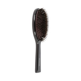 TB TOOLS FOR BEAUTY T4B Lussoni Wooden Detangling Oval Hair Brush with Natural Wild Boar and Nylon Bristles for Short and Medium Hair Black Antistatic Properties Oval, 1 Piece