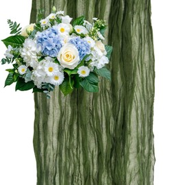 Sevenpers Table Runner Forest Green Cheesecloth 90x300cm – Boho Rustic Crinkle Cotton Decor for Wedding, Mother’s Day, Thanksgiving, Party, Dining Table