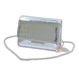 RYSITONAE Silver Crossbody Purse Clutch Strap Y2K Mini Handbag, Women's Evening Purse and Clutch Handbags with Keychain