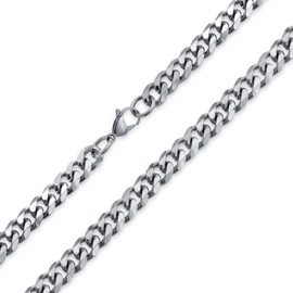 Heavy Duty Biker Jewelry Men Solid Curb Link Chain Necklace Silver Tone Stainless Steel 30 Inch 10MM