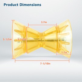 ORLANG 4 Inch Heavy Duty Boat Trailer Roller, Bow Roller with End Bells and 1/2 in Shaft,Boat Rollers for Trailer, Boat Trailer Bow Stop Fits 4 Inch Bracket - Yellow