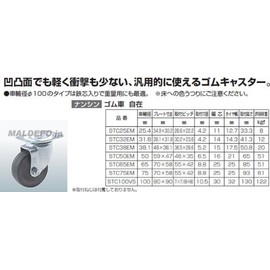 nansin Universal Casters Freely φ 50 Rubber Wheels With Stopper, STC – 50 Em Small – 1