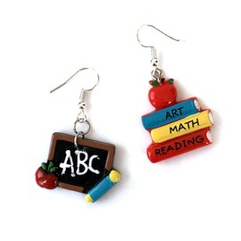 Creative Blackboard Book Pencil Ruler Dangle Earrings Funny Asymmetric Back to School Earrings for Women Student Teacher Graduation Jewelry Gifts-asymmetrical blackboard