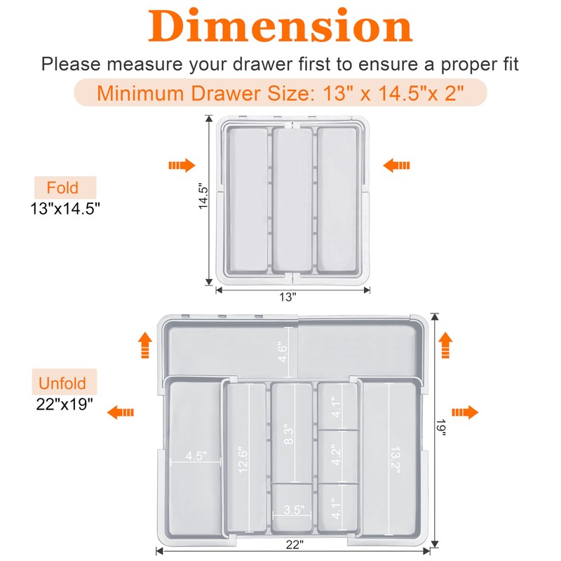 Spaclear Large Utensil Drawer Organizer Expandable Silverware Organizer for Kitchen