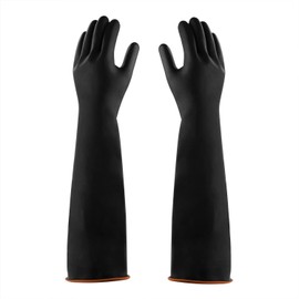1 Pair Heavy Duty Industrial Gloves Long Waterproof Gloves Finger Thickened Protective Gloves Resist Acid and Alkali Reusable Chemical Work Gloves for Men Women Protect Hands Arms
