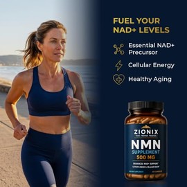 Suplemento NMN de 500 mg de absorción máxima orgánica pura NAD + refuerzo para energía celular, envejecimiento saludable y vitalidad, mononucleótido d