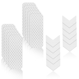 20Pcs Reflective Safety Stickers Multi-Angle Prismatic, Waterproof & Super Adhesive for Helmets, Cars, Mailboxes Suit for Cyclists, Drivers, Outdoor Enthusiasts (White)