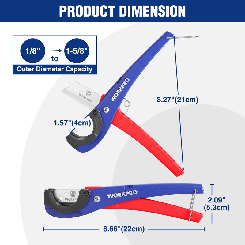 WORKPRO PEX Cutter with Sharp Blades, Hose Cutter with 1/8"-1-5/8"