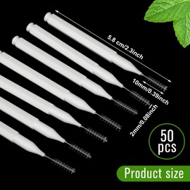 Patelai 50 Pieces Braces Brush for Cleaner Interdental Brush Toothpick Dental Tooth Flossing Head Oral Dental Hygiene Flosser Toothpick Cleaners Tooth Cleaning Tool (White)