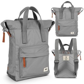 ORI LONDON Nylon Tote Backpack for Women & Men - Small Tote Bag Backpack w/Wide Mouth, Chunky Zippers, Multiple Pockets, Adjustable Shoulder Straps - The Bantry, Stormy Grey Backpack, 12.6x9x4”