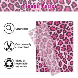 50 Sheets Pink Leopard Tissue Paper - 20"×14" Animal Print Gift Wrapping Paper Pink Leopard Design for Gift Bags, Baby Shower, Birthday Party, Bachelorette Party, and Craft Supplies