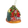 Northlight 4" Festive Red and Green Barn with Roof Glass