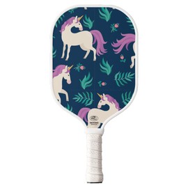 TigerTail Sports Unicorn Pattern Colorful Design Pickleball Paddle, USA Pickleball Approved, White Trim