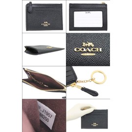 Coach F88250 Wallet (Coin Case) Leather Mini ID Key Ring, Skinny 2, Women's, Outlet Product, Brand, Parallel Imported, Black