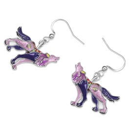 RAIDIN - arete de aleación esmaltada con diseño de lobo de animales para mujeres y niñas, aretes colgantes con gancho, joyería para regalos, fiestas, cumpleaños, Zinc, No es una piedra preciosa