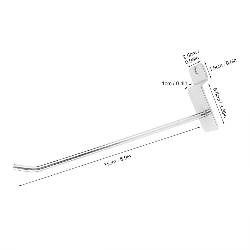 6" Pegboard Slatwall Single Hook Pin Shop Display Fitting Prong