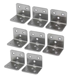 8 Packs Duty Iron Angle Brace L-Shaped Brackets Stainless Steel Sleeper Brackets Metal Steel Brackets for Wood Fixing Furniture Fastener Hardware Silver
