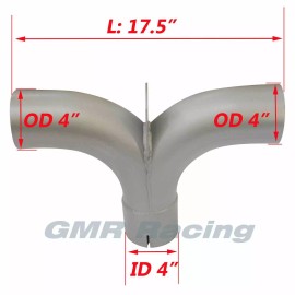 GMR racing 4" ID/OD Aluminized Elbow Pipe Exhaust Y-Pipe With Divider Semi Truck Y-Pipe