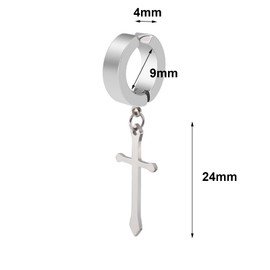 1 Pair Clip On Cross Tassel Dangle Hoop Earrings Clip On Egyptian Cross Dangle Drop Hoop Hinged Earrings Set for Men Women Non-Pierced Ear Plug Jewelry for Graduation Easter Christmas