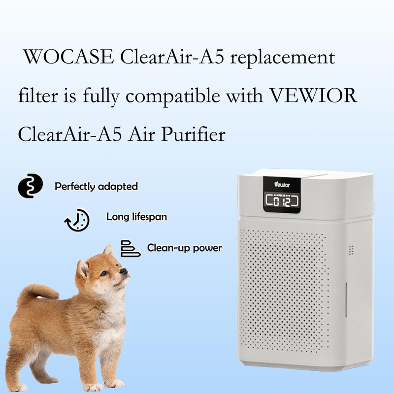 WOCASE 2 Packs ClearAir-A5 Pet Filter Compatible with Vewior ClearAir-A5