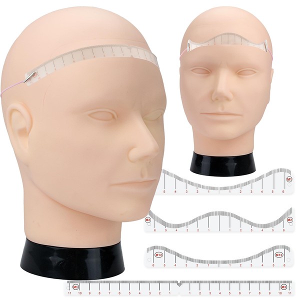 Guapa Micropigmentation Training Head Model with Hairline Drawing Ruler for