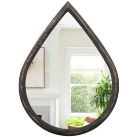 FEUFOAM Black Teardrop Mirror Wood Framed Wall Mirror Farmhouse Decorative Wall-Mounted Mirrors for Bathroom Living Room Vanity Entryway Hallway 16x20 Inches