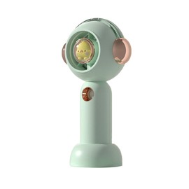 Portable Handheld Misting Fan Cute Cartoon USB Rechargeable Personal Fan for Outdoor Indoor Green