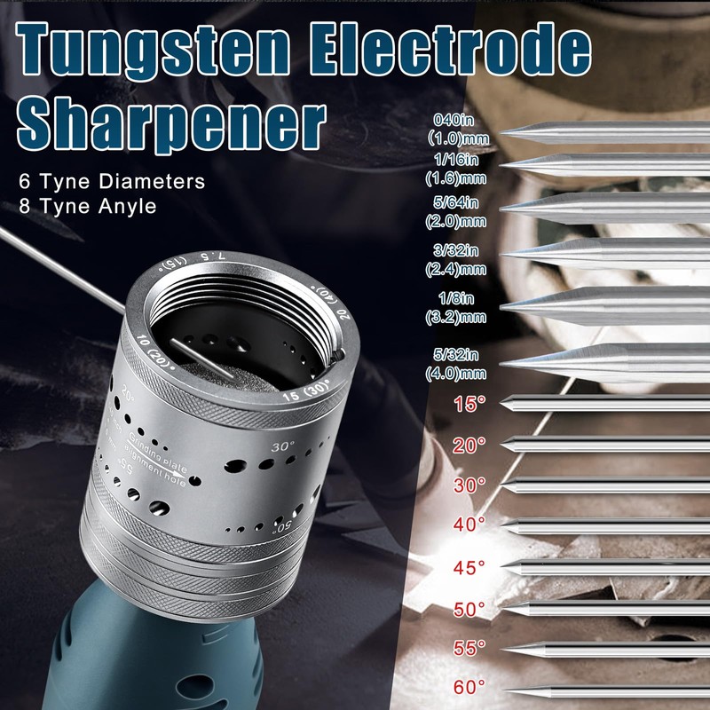 Tungsten Electrode Sharpener Grinder For TIG welding,6 Sizes 8 Angles
