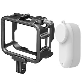 HUAYUWA Aluminium Frame Cage Compatible with Insta360 GO3 Metal Durable Housing Cage Protective Case for Insta 360 GO 3 Action Camera Accessories, Black, Pocket Organiser