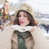 Women Felt Bucket Hat Vintage Floral Wool Dress Winter Hats