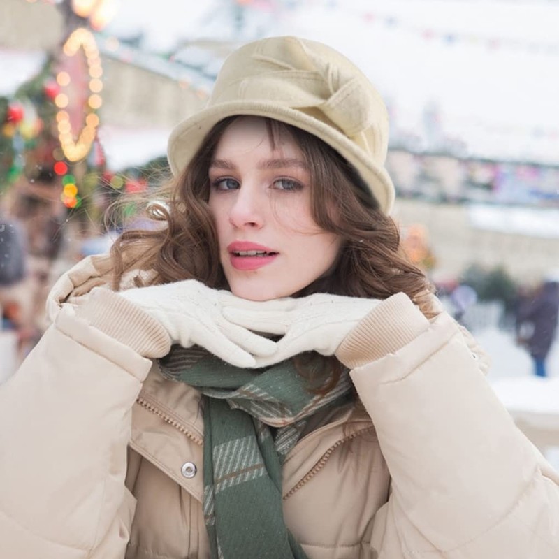 Women Felt Bucket Hat Vintage Floral Wool Dress Winter Hats