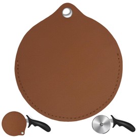SoeKoa Pizza Steering Wheel Cover, Pizza Wheel CoverIs Suitable for Pizza Knife Protection, Small, Flexible and Easy to Install, Pizza Wheel Protective Cover Is Made of Brown Leather