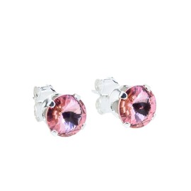 pewterhooter Women’s Sterling silver stud earrings made with brilliant crystals. Gift box. (Brilliant Light Rose)