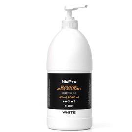 Nicpro White Large Outdoor Acrylic Paint Set (69 oz, 2040 ml) Rich Art Painting Supplies Non Toxic Multi Surface Paint for Canvas, Wood, Leather, Fabric Stone Craft, for Kid & Adult with Pump