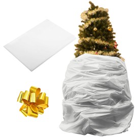 Boao 1 Piece Christmas Tree Disposal Bag Storage Bag Xmas Tree Removal Bag Garbage Bag Trash Bag Recycleable Plastic Bag and 1 Piece Golden Ribbon Pull Bow