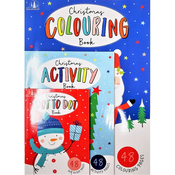 3 Christmas Activity Books - Colouring, Dot to Dot and Activity Book
