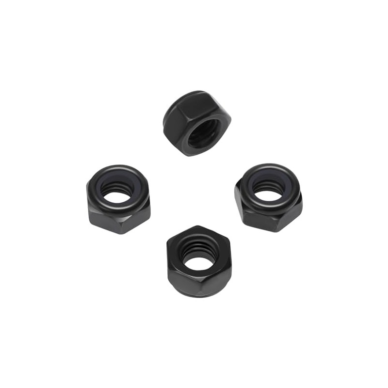 50Pcs M6 x 1.0mm Hex Lock Nuts Carbon Steel Nylon